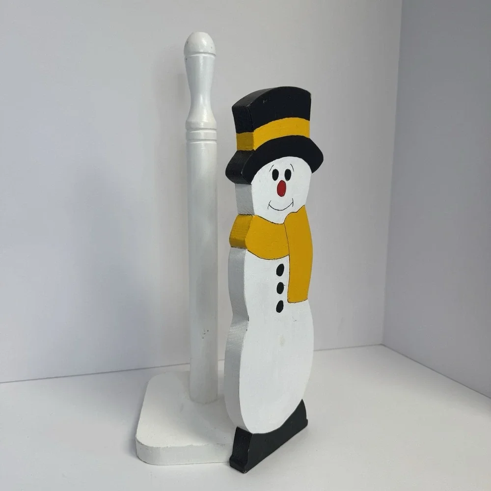 Snowman Paper Towel Holder Wooden Christmas‎ Decor